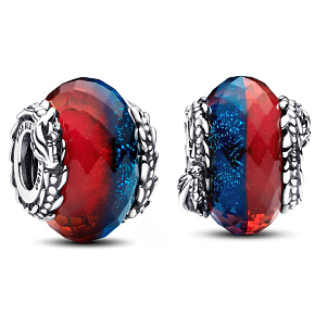 Prívesok Striebro 925 Hra o tróny, ľadový a ohnivý drak, dvojitý korálik z muránskeho skla na náramku, film