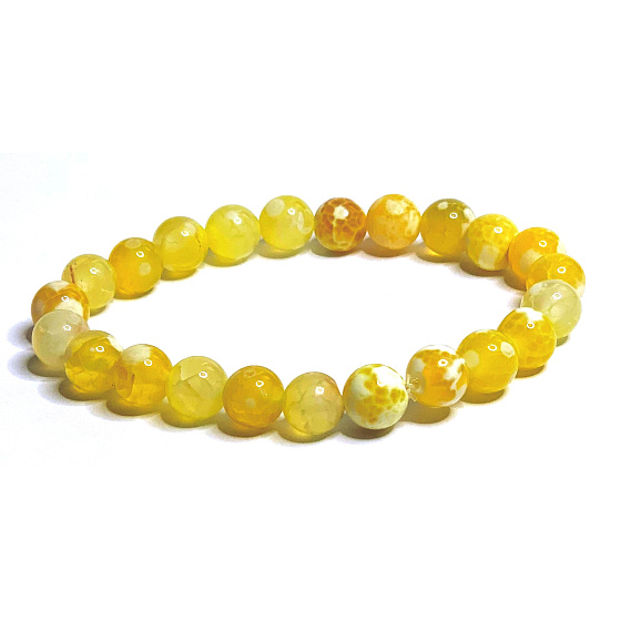 Achát žltý fazetový náramok elastický prírodný kameň, guľa 8 mm / 16 - 17 cm