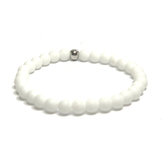 Achát biely matný náramok elastický prírodný kameň, guľôčka 6 mm / 16-17 cm, poskytuje pokoj a pohodu