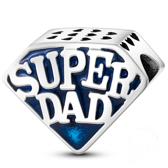 Striebro 925 Super Dad, korálik na náramku
