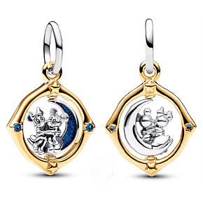 Strieborný náramok 925 Disney Mickey Mouse & Minnie Mouse, rotujúci mesiac, prívesok