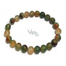 Achátový náramok páv elastický prírodný kameň, guľôčka 8 mm / 16 - 17 cm