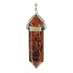 Obsidián mahagón kyvadlo šesťuholník prívesok prírodný kameň 41 x 13 mm, kameň spásy