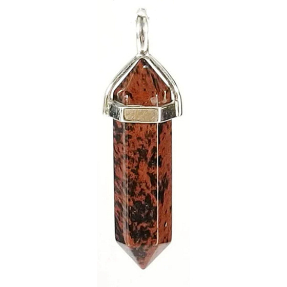 Obsidián mahagón kyvadlo šesťuholník prívesok prírodný kameň 41 x 13 mm, kameň spásy