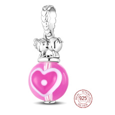 Striebro 925 Kiss, love, heart, prívesok na náramok