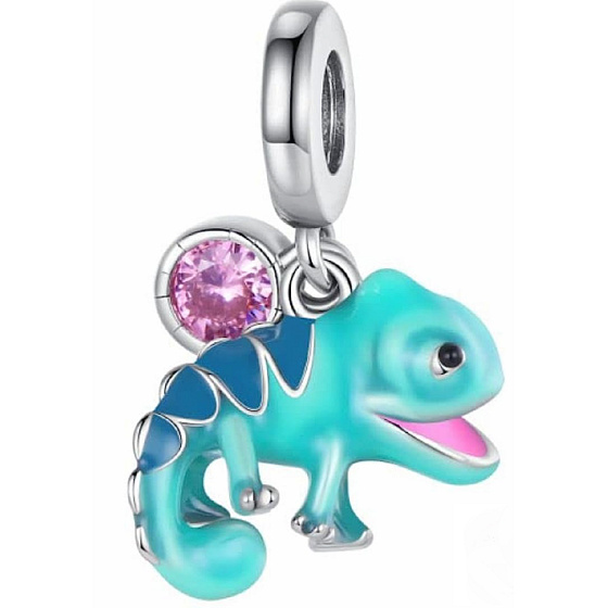 Prívesok zo striebra 925 Thermo - Chameleón, meniaci farbu so zirkónmi 2v1, prívesok na náramok