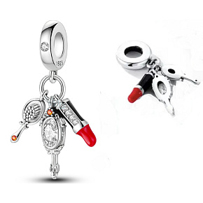 Šarm Striebro 925 Chic style - rúž, hrebeň, zrkadlo 3v1, prívesok na náramok, záujmy