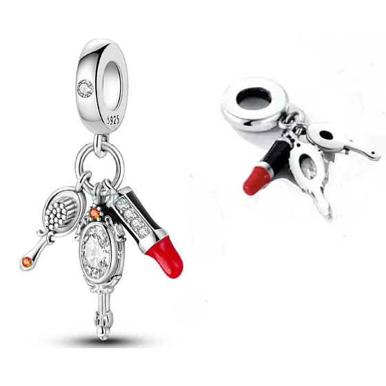 visací přívěsek Chic style - Rtěnka, hřeben, zrcátko 3v1 ze stříbra