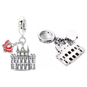 Charm Sterlingové stříbro 925 Španělsko Královský palác - Madrid, elegance, historie a španělská vášeň 2v1 přívěsek na náramek, cestování