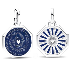 Strieborný prívesok 925 Galaxie Heart - Mini medailón, náramok prívesok vesmír