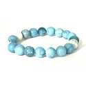 Larimar náramok elastický prírodný kameň, guľôčka 9 - 10 mm / 16 - 17 cm, pokoj - mier - vyrovnanosť