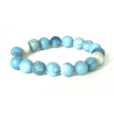 Larimar náramok elastický prírodný kameň, guľôčka 9 - 10 mm / 16 - 17 cm, mier - pokoj