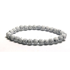 Lávovo biely náramok z elastického prírodného kameňa, guľôčka 6 mm / 16-17 cm, zrodený zo štyroch živlov