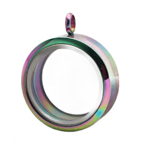 Medailon s otočným uzávěrem nerezový duhová barva tloušťka 11 mm x 30 mm