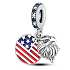 Charm USA vlajka + orol, 2v1 cestovný náramok prívesok