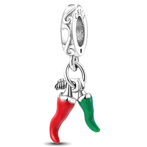 Striebro 925 Chilli paprička - pre milovníkov dobrej kuchyne, prívesok 2v1 na náramok, jedlo a pitie Striebro 925 Chilli paprička - pre milovníkov dobrej kuchyne, prívesok 2v1 na náramok, jedlo a pitie