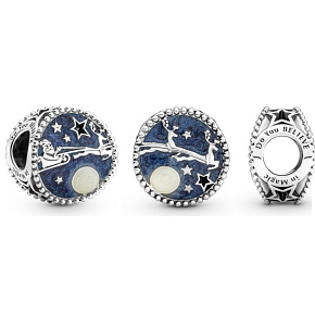 Šarm Striebro 925 Santa a sob prívesok, korálik na náramku Vianoce