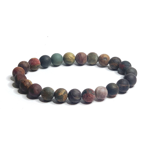 Jaspis Picasso náramok elastický prírodný kameň, guľôčka 8 mm / 16-17 cm, kameň pozitívnej energie