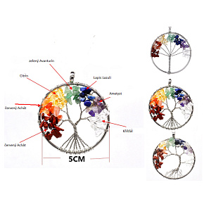 7 čakier Strom života prívesok prírodný kameň, liečivý 5 cm 7 čakier Strom života prívesok prírodný kameň, liečivý 5 cm