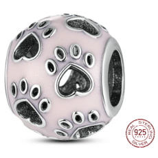 Charm Striebro 925 Labky, srdce, korálka na náramok domáci miláčik