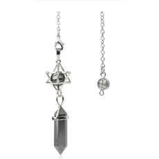 Hematit Merkaba + kyvadlo, prívesok z prírodného kameňa 71 x 8 x 8 mm