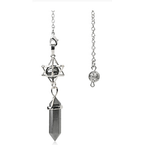 Hematit Merkaba + kyvadlo, prívesok z prírodného kameňa 71 x 8 x 8 mm