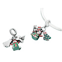 Charm Striebro 925 Vianočné 3v1 Zvončeky, Santa, stromček, prívesok na náramok Vianoce