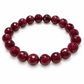 Rubínový fazetovaný náramok Kráľovský oheň, prírodný kameň, gulička 10 – 10,8 mm / 16 – 17 cm | Náramok vášne, odvahy a hojnosti