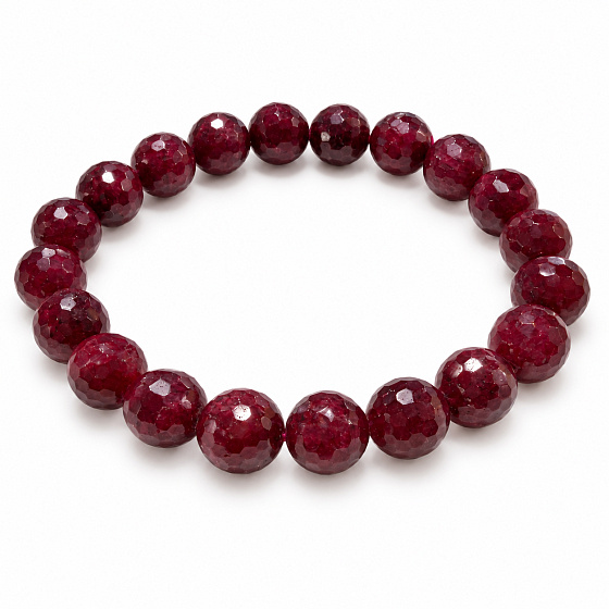 Rubínový fazetovaný náramok Kráľovský oheň, prírodný kameň, gulička 10 – 10,8 mm / 16 – 17 cm | Náramok vášne, odvahy a hojnosti