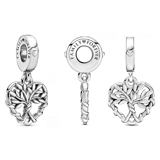 Striebro 925 Srdce s rodokmeňom, prívesok rodinného náramku