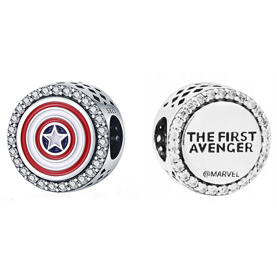 Šarm Striebro 925 Marvel The Avengers, Captain America štít prívesok, korálek na náramku film