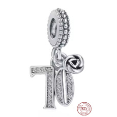 Prívesok zo striebra 925 70. výročie, prívesok ruže na náramku