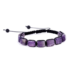 Ametystový náramok z prírodného kameňa, ručne pletený, nastaviteľná veľkosť, kameň kráľov a biskupov