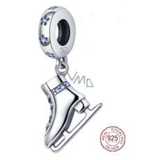 Prívesok zo striebra 925 Ľadové korčule s modrým zirkónom, prívesok na náramku šport Prívesok zo striebra 925 Ľadové korčule s modrým zirkónom, prívesok na náramku šport