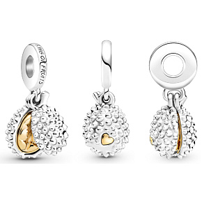 Striebro 925 Kráľ ovocia Durian otvárateľný, prívesok na náramok, jedlo a pitie