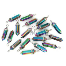 Hematit dúhový Kyvadlo šesťhran prívesok prírodný kameň 41 x 13 mm, ručne vyrezávaný, kameň zdravej krvi Hematit dúhový Kyvadlo šesťhran prívesok prírodný kameň 41 x 13 mm, ručne vyrezávaný, kameň zdravej krvi