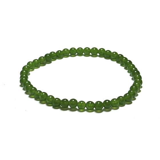 Nefrit Taiwan náramok elastický z prírodného kameňa, guľôčka 4 mm / 16 -17 cm, kameň pokoja