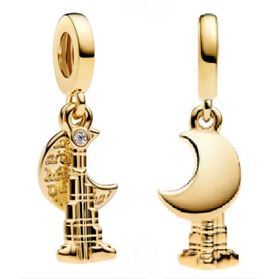 Charm Sterlingové stříbro 925 Dubaj Burdž Chalífa & měsíc, 2v1 nejvyšší budova světa, symbol snů, výšek přívěsek na náramek cestování