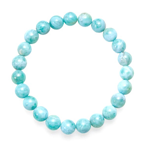 Larimar náramok elastický prírodný kameň, guľôčka 5 mm / 16 - 17 cm, kameň bájnej Atlantídy