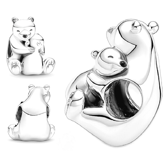Prívesok Striebro 925 Objímanie ľadových medveďov, korálik na náramku rodina