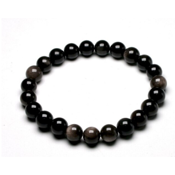 Achát čierny náramok elastický prírodný kameň, guľôčka 8 mm / 16 - 17 cm, dodáva odvahu a silu