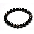 Achát čierny náramok elastický prírodný kameň, guľôčka 8 mm / 16 - 17 cm, dodáva odvahu a silu