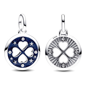 Strieborný prívesok 925 Srdce v štvorlístku, šťastie - Mini medailón, prívesok na náramku symbol Strieborný prívesok 925 Srdce v štvorlístku, šťastie - Mini medailón, prívesok na náramku symbol