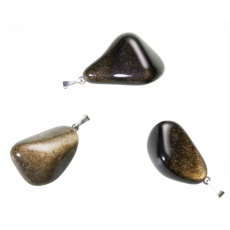 Obsidián zlatý Troml přívěsek, přírodní kámen, M cca 3 cm, 1 kus, kámen záchrany