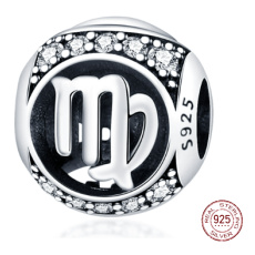 Panna, znamenie zverokruhu, prívesok na náramok zo striebra + zirkón, gulička 9 mm 1 ks