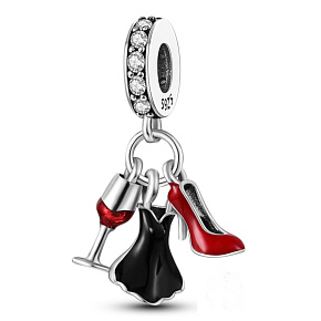 Šarm Striebro 925 Chic style - sklo, šaty, loď 3v1, náramok prívesok, záujmy