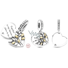 Prívesok zo striebra 925 Srdce a strom života 2v1, prívesok na náramku rodina