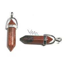 Jaspis červený kyvadlo šesťuholník prívesok prírodný kameň 41 x 13 mm, full care stone Jaspis červený kyvadlo šesťuholník prívesok prírodný kameň 41 x 13 mm, full care stone