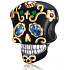 Charm Striebro 925 Lebka čierna a zlatý kríž, korálka na náramok Halloween