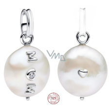 Charm Sterlingové stříbro 925 Mini medailon Máma umělá perla, přívěsek na náramek rodina Charm Sterlingové stříbro 925 Mini medailon Máma umělá perla, přívěsek na náramek rodina